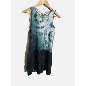 Saturday Sunday Mini Dress Womens XS Blue Tie Dye Drop Waist Boho Summer Casual